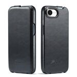 Per iPhone 16e Fierre Shann 64 Texture Custodia per telefono in pelle PU con flip verticale (nero)