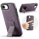 Per iPhone 16e Fierre Shann Oil Wax Cow Leather Holder Back Phone Case (viola)