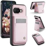Per Google Pixel 9a JEEHOOD J06 British Style RFID MagSafe Card Bag PU Custodia per telefono (rosa)