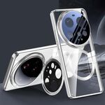Per Xiaomi 15 Ultra Ice-trasparente Supporto per obiettivo in metallo MagSafe Plating Custodia per telefono (bianco sabbia argento)
