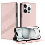 Per iPhone 16 Pro Custodia per telefono in pelle retrò con portafoglio multifunzionale in rilievo (rosa)