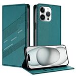 Per iPhone 16 Pro Max Custodia per telefono in pelle retrò con portafoglio multifunzionale in rilievo (verde scuro)
