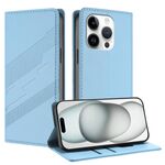 Per iPhone 14 Pro Custodia per telefono in pelle retrò con portafoglio multifunzionale in rilievo (azzurro chiaro)
