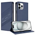 Per iPhone 13 Pro Max Custodia per telefono in pelle retrò con portafoglio multifunzionale in rilievo (blu scuro)