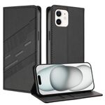 Per iPhone 12 mini Custodia per telefono in pelle retrò con portafoglio multifunzionale in rilievo (nero)