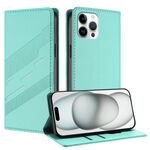 Per iPhone 12 Pro Max Custodia per telefono in pelle retrò con portafoglio multifunzionale in rilievo (verde menta)