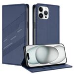 Per iPhone 12 Pro Max Custodia per telefono in pelle retrò con portafoglio multifunzionale in rilievo (blu scuro)