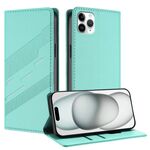 Per iPhone 11 Pro Max Custodia per telefono in pelle retrò con portafoglio multifunzionale in rilievo (verde menta)
