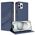 Per iPhone 11 Pro Custodia per telefono in pelle retrò con portafoglio multifunzionale in rilievo (blu scuro)