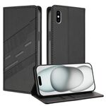 Per iPhone XS Max Custodia per telefono in pelle retrò con portafoglio multifunzionale in rilievo (nero)