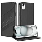 Per iPhone XR Custodia per telefono in pelle retrò con portafoglio multifunzionale in rilievo (nero)