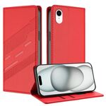 Per iPhone XR Custodia per telefono in pelle retrò con portafoglio multifunzionale in rilievo (rosso)