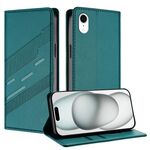 Per iPhone XR Custodia per telefono in pelle retrò con portafoglio multifunzionale in rilievo (verde scuro)