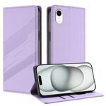 Per iPhone XR Custodia per telefono in pelle retrò con portafoglio multifunzionale in rilievo (viola chiaro)