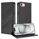 Per iPhone SE 2022/2020/8/7 Custodia per telefono in pelle retrò con portafoglio multifunzionale in rilievo (nero)