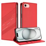 Per iPhone SE 2022/2020/8/7 Custodia per telefono in pelle retrò con portafoglio multifunzionale in rilievo (rosso)