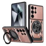 Per Samsung Galaxy S24 Ultra 5G Armor Supporto Rotante MagSafe Custodia per Telefono (Oro Rosa)