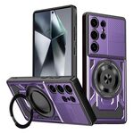 Per Samsung Galaxy S24 Ultra 5G Armor Supporto Rotante MagSafe Custodia per Telefono (Viola)