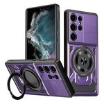 Per Samsung Galaxy S22 Ultra 5G Armor Supporto Rotante MagSafe Custodia per Telefono (Viola)
