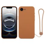 Per iPhone 16e Custodia in silicone con cinturino da polso (marrone)