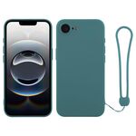 Per iPhone 16e Custodia in silicone con cinturino da polso (verde scuro)
