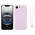 Per iPhone 16e Custodia in silicone con cinturino da polso (viola chiaro)