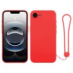 Per iPhone 16e Custodia in silicone con cinturino da polso (rosso)
