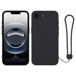 Per iPhone 16e Custodia in silicone con cinturino da polso (nero)