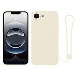 Per iPhone 16e Custodia in silicone con cinturino da polso (bianco)
