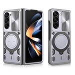 Per Samsung Galaxy Z Fold7 CD Texture Sliding Camshield Supporto Magnetico Custodia per Telefono (Argento)