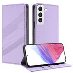 Per Samsung Galaxy S22 5G Custodia per telefono in pelle retrò con portafoglio multifunzionale in rilievo (viola chiaro)