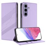 Per Samsung Galaxy S24 5G Custodia per telefono in pelle retrò con portafoglio multifunzionale in rilievo (viola chiaro)