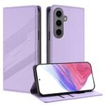 Per Samsung Galaxy S24+ 5G Custodia per telefono in pelle retrò con portafoglio multifunzionale in rilievo (viola chiaro)