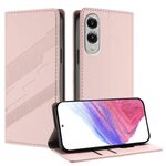 Per Samsung Galaxy S25 Edge 5G Custodia per telefono in pelle retrò con portafoglio multifunzionale in rilievo (rosa)