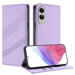 Per Samsung Galaxy S25 Edge 5G Custodia per telefono in pelle retrò con portafoglio multifunzionale in rilievo (viola chiaro)