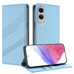 Per Samsung Galaxy S25 Edge 5G Custodia per telefono in pelle retrò con portafoglio multifunzionale in rilievo (azzurro chiaro)