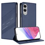 Per Samsung Galaxy S25 Edge 5G Custodia per telefono in pelle retrò con portafoglio multifunzionale in rilievo (blu scuro)
