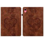 Per iPad 2025/2022 Custodia per tablet intelligente in pelle goffrata Love Hearts (marrone)