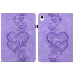 Per iPad Air 13 2025 / 2024 / Pro 12.9 Custodia per tablet intelligente in pelle goffrata con cuoricini (viola)