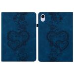 Per iPad mini 6 / mini 2024 Custodia per tablet intelligente in pelle goffrata con cuoricini (blu scuro)