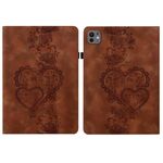 Per iPad Pro 11 2024 Custodia per tablet intelligente in pelle goffrata con cuoricini (marrone)