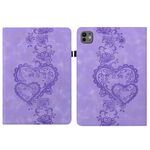 Per iPad Pro 11 2024 Custodia per tablet intelligente in pelle goffrata con cuoricini (viola)