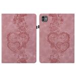 Per iPad Pro 11 2024 Custodia per tablet intelligente in pelle goffrata Love Hearts (rosa)