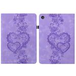 Per iPad mini 5/4/3/2/1 Custodia per tablet in pelle goffrata con cuoricini (viola)