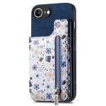 Per iPhone 16e Retro Painted Zipper Back Custodia per telefono (blu)
