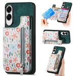 Per Samsung Galaxy S25 Edge 5G Custodia per telefono con cerniera dipinta retrò (verde)
