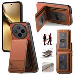 Per vivo X200 Twill Tessuto Pelle Verticale Flip RFID Card Bag Custodia per Telefono (Marrone)