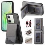 Per vivo Y29 4G Twill Tessuto Pelle Verticale Flip RFID Card Bag Custodia per Telefono (Grigio)