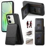 Per vivo Y04 Twill Fabric Leather Vertical Flip RFID Card Bag Custodia per telefono (Nero)