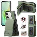 Per vivo Y04 Twill Fabric Leather Vertical Flip RFID Card Bag Custodia per telefono (verde)